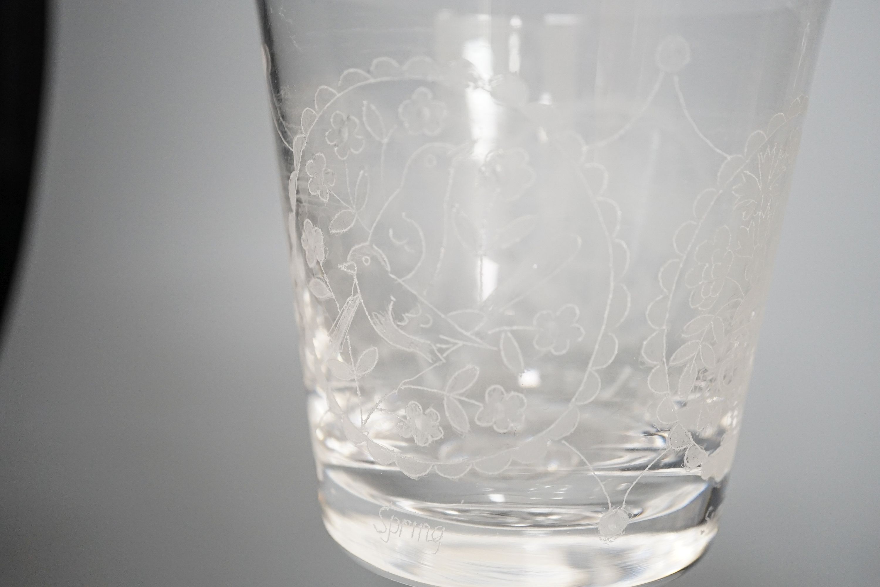 A collection of various suites of 20th century glassware to include a large etched glass